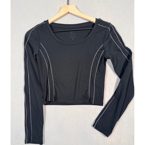 Nike Tops - Nike One Dri-FIT Womens Black Cropped Long Sleeve Top Reflective Piping Small
